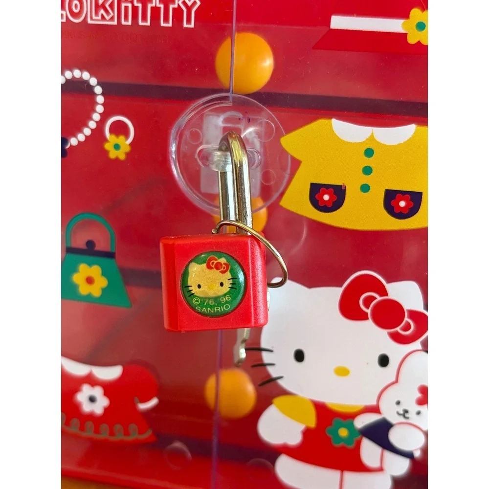 Vintage Y2K Kawaii Sanrio Hello Kitty Red Jewelry Box Cabinet with Lock and Keys